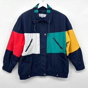 Vintage 90s Mulberry Street Jacket Coat Size Large Color Block Streetwear Skater